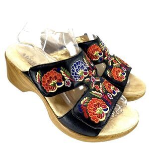 Alegria Linn Embroidered Leather Open Toe Clog Sandal,  EU 39 Women's 8.5. NWOT